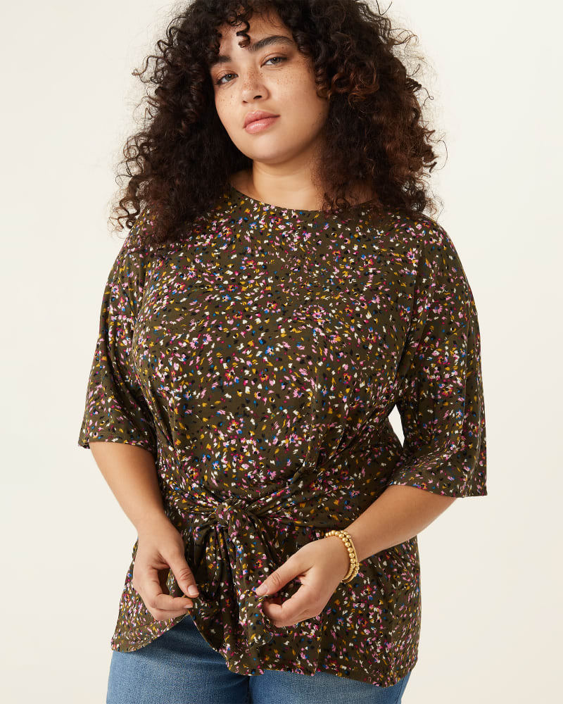 Front of plus size Kara Tie-Front Top by Molly&Isadora | Dia&Co | dia_product_style_image_id:175778